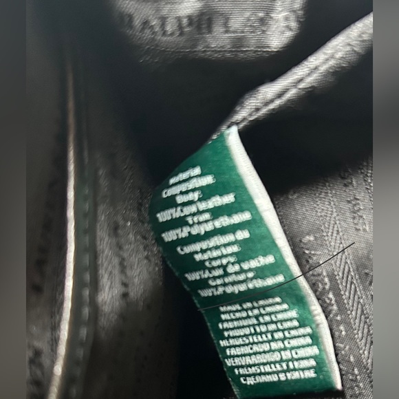 Lauren Ralph Lauren Millbrook Whipstitch Black Leather Medium Satchel Bag Purse - Picture 9 of 13